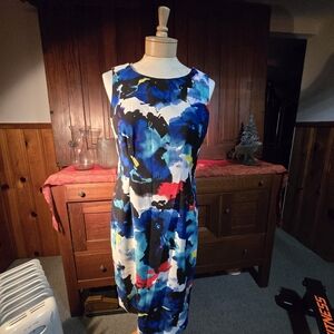 Mario Serrani Vibrant Blue and Black Midi Dress